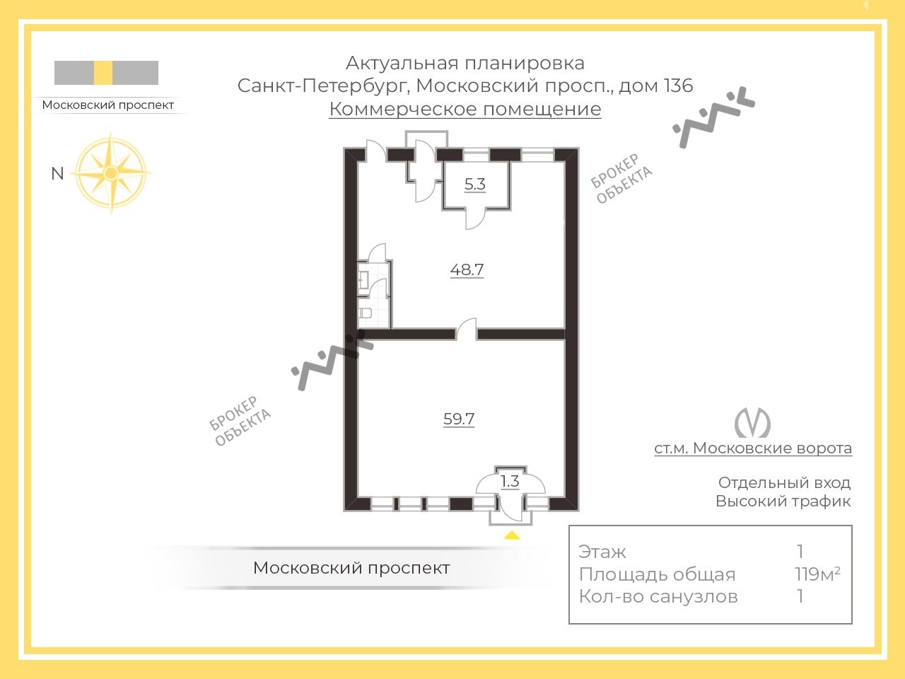 1 комн. кв. 119 m2 1/5 этаж Московский проспект, д.136 Купить по цене  37000000 ₽